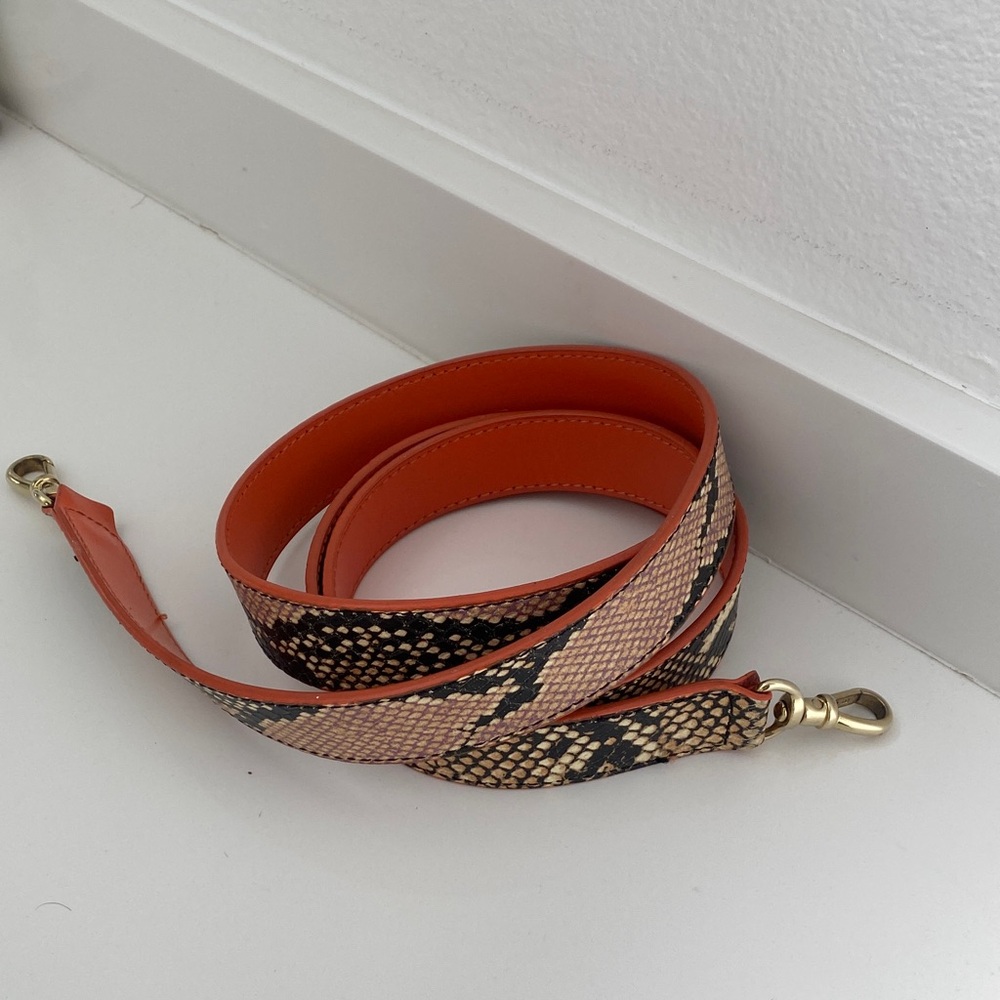 Bandolier Snake Print Leather Cell phone case Strap in Black and Tan